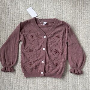 Jamie Kay Mauve Cardigan with Floral Embroidery